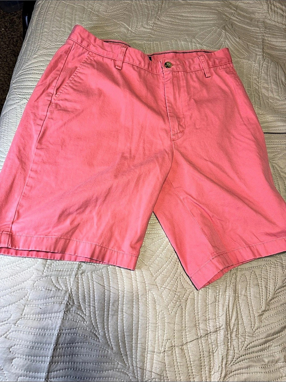 Nautica Classic Fit Men's Cotton Flat Front Shorts in Pink Sz 32